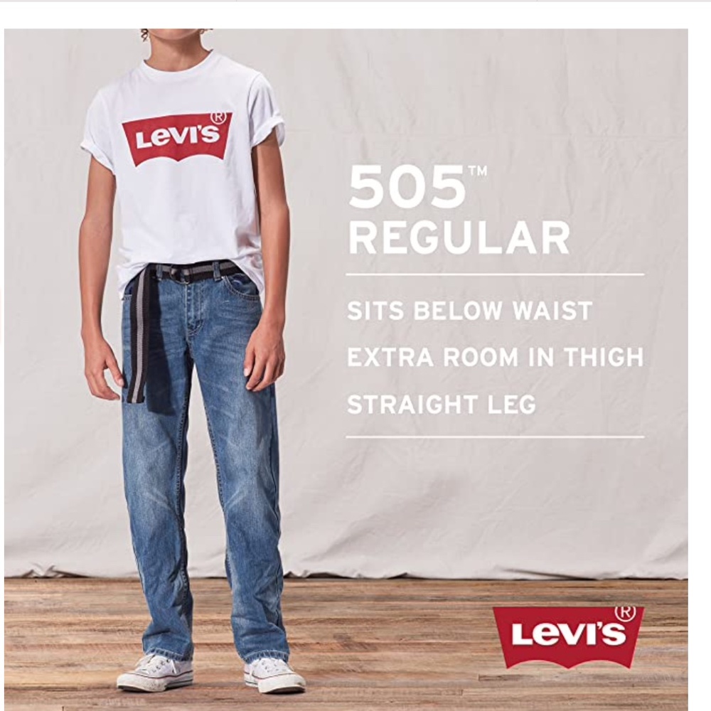 NEW Levi's Boys' 505 Regular Fit Jeans, Midnight, Size 8 - Picture 5 of 7